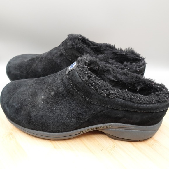 Merrell Shoes - Merrell Mules Womens 10 Black Suede Fleece Lined Clogs Comfort J63280 Flaws